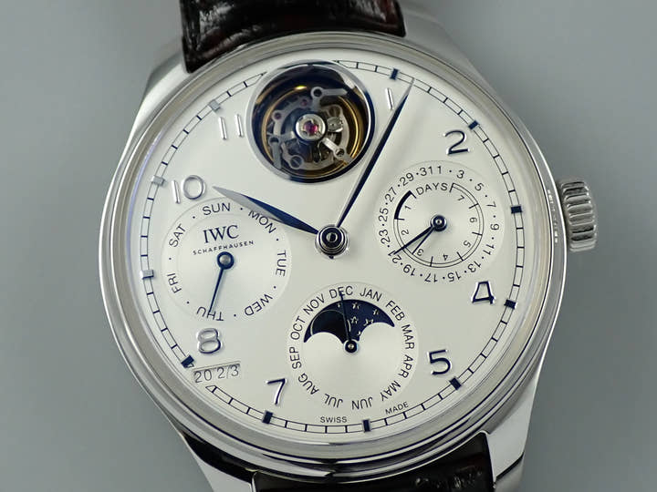 IWC ポルトギーゼ パーペチュアル カレンダー トゥールビヨン Ref.IW504505 シルバー文字盤 美品 3YY2ZJ23