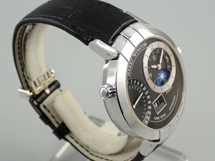 ハリーウィンストン プルミエール エキセンター タイムゾーン Ref.PRNATZ41WW001 ブラック文字盤 美品 X0P04X83
