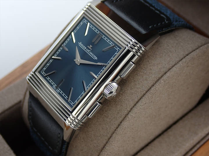 ジャガールクルト レベルソ トリビュート クロノグラフ Ref.Q389848J ブルーグレー/スケルトン文字盤 美中古 CC2UL642