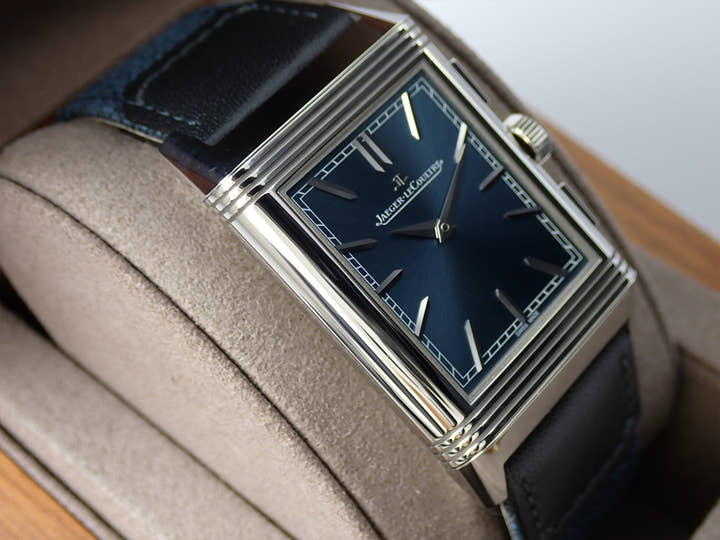 ジャガールクルト レベルソ トリビュート クロノグラフ Ref.Q389848J ブルーグレー/スケルトン文字盤 美中古 CC2UL642