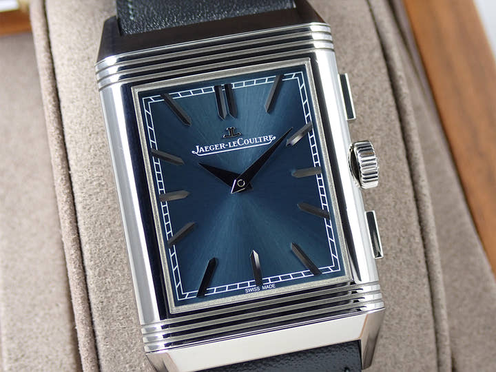 ジャガールクルト レベルソ トリビュート クロノグラフ Ref.Q389848J ブルーグレー/スケルトン文字盤 美中古 CC2UL642