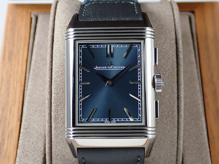 ジャガールクルト レベルソ トリビュート クロノグラフ Ref.Q389848J ブルーグレー/スケルトン文字盤 美中古 CC2UL642