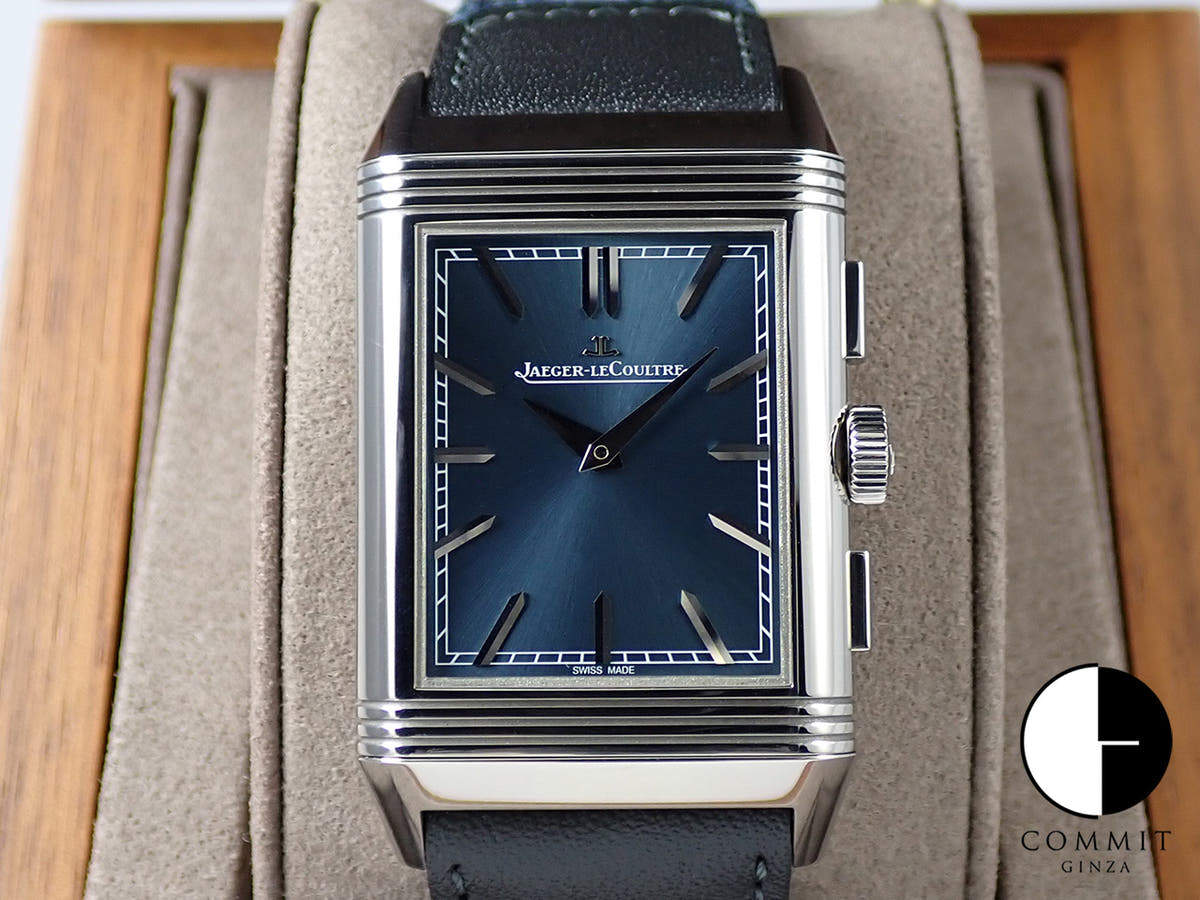 ジャガールクルト レベルソ トリビュート クロノグラフ Ref.Q389848J ブルーグレー/スケルトン文字盤 美中古 CC2UL642