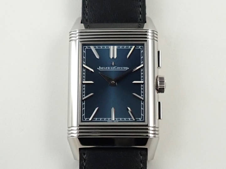 ジャガールクルト レベルソ トリビュート クロノグラフ Ref.Q389848J ブルーグレー/スケルトン文字盤 美品 S9658492
