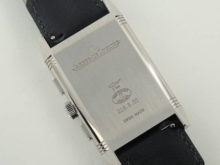 ジャガールクルト レベルソ トリビュート クロノグラフ Ref.Q389848J ブルーグレー/スケルトン文字盤 美品 S9658492