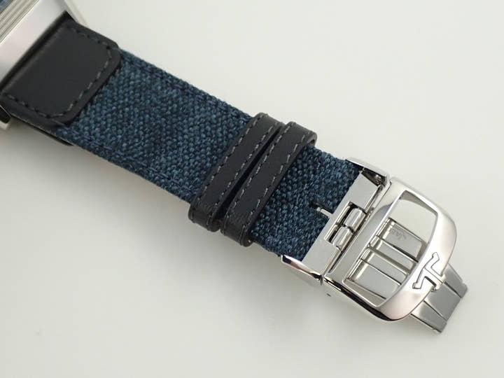 ジャガールクルト レベルソ トリビュート クロノグラフ Ref.Q389848J ブルーグレー/スケルトン文字盤 美品 S9658492