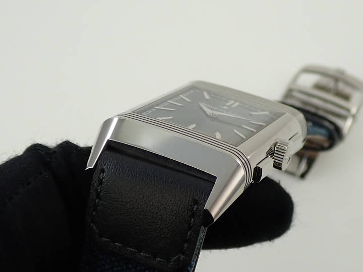 ジャガールクルト レベルソ トリビュート クロノグラフ Ref.Q389848J ブルーグレー/スケルトン文字盤 美品 S9658492