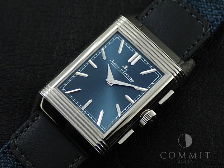 ジャガールクルト レベルソ トリビュート クロノグラフ Ref.Q389848J ブルーグレー/スケルトン文字盤 美品 S9658492