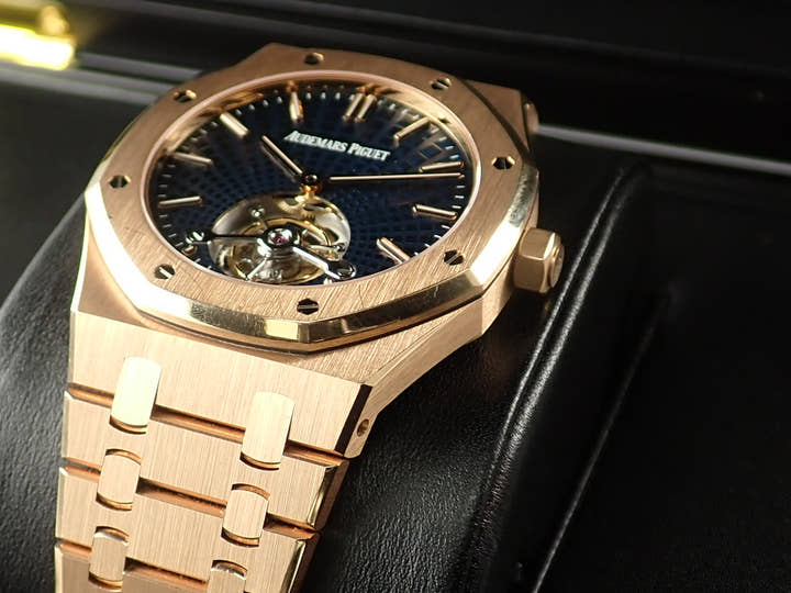 オーデマピゲ ロイヤルオーク トゥールビヨン エクストラ シン Ref.26510OR.OO.1220OR.01 ピンクゴールド ブルー文字盤