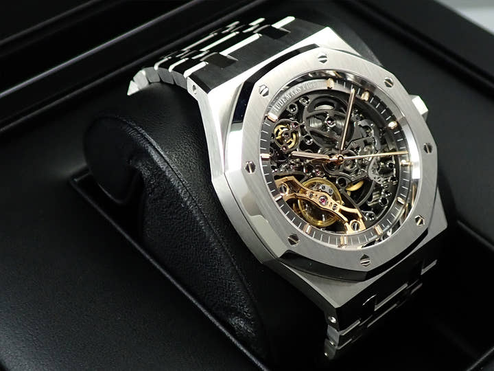 オーデマピゲ ロイヤルオーク ダブル バランスホイール オープンワーク Ref.15407ST.OO.1220ST.01 ステンレススチール スケルトン文字盤