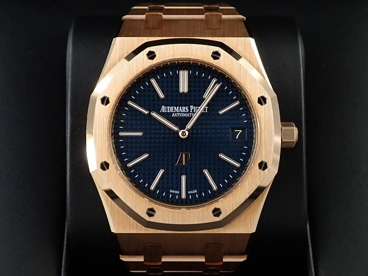 オーデマピゲ ロイヤルオーク ジャンボ エクストラ シン Ref.15202OR.OO.1240OR.01 ピンクゴールド ブルー文字盤