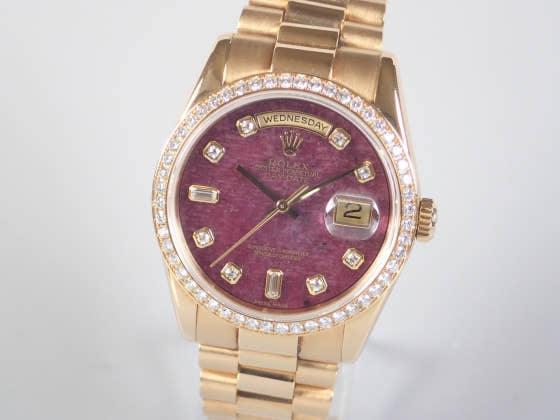 ロレックス デイデイト Ref.118348 ルベライト文字盤 中古 rubellite