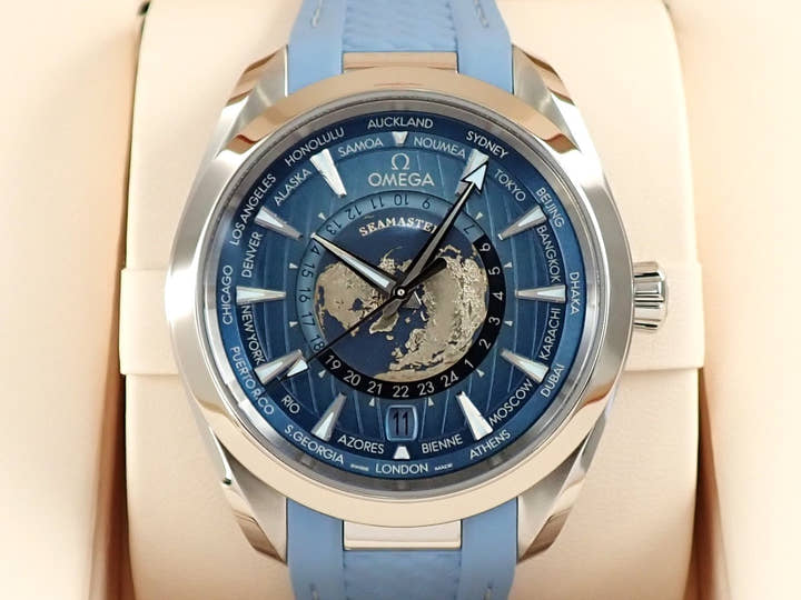 オメガ シーマスター アクアテラ GMT ワールドタイマー Ref.220.12.43.22.03.002 サマーブルー文字盤 未使用 A17KRKUJ