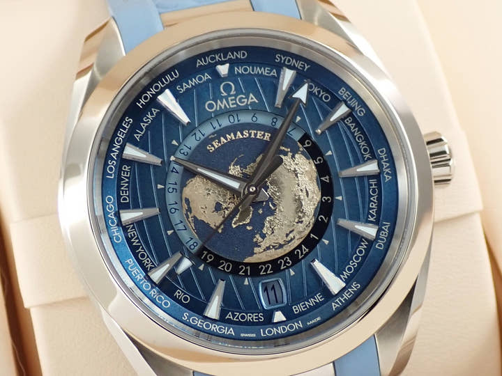 オメガ シーマスター アクアテラ GMT ワールドタイマー Ref.220.12.43.22.03.002 サマーブルー文字盤 未使用 A17KRKUJ