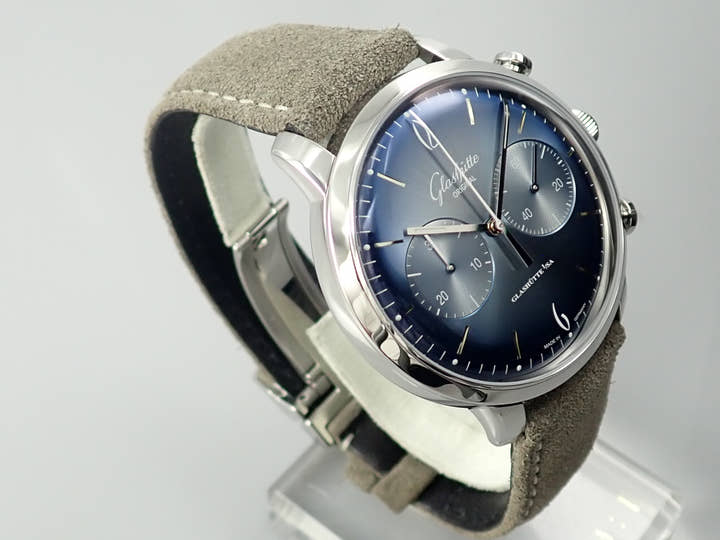 グラスヒュッテオリジナル セネタ シックスティーズ クロノグラフ Ref.1-39-34-04-22-04 グレイシャーブルー文字盤 極美品 RI588087