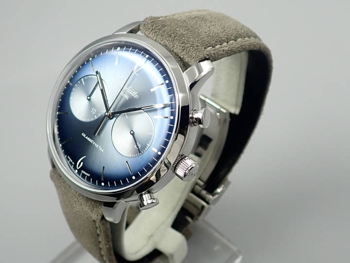 グラスヒュッテオリジナル セネタ シックスティーズ クロノグラフ Ref.1-39-34-04-22-04 グレイシャーブルー文字盤 極美品 RI588087