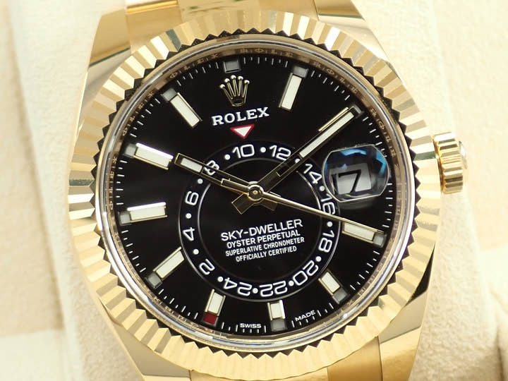 ロレックス スカイドゥエラー Ref.326938 イエローゴールド ブラック文字盤 オイスターブレスレット