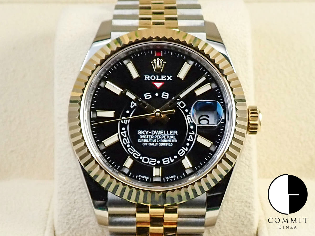 ロレックス スカイドゥエラー Ref.326933 ステンレススチール/イエローゴールド ブラック文字盤 ジュビリーブレスレット 中古 V8FLAWRR