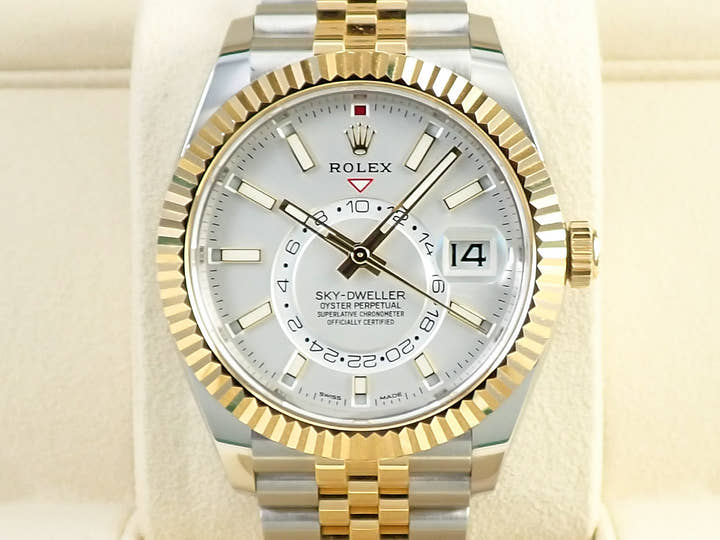 ロレックス スカイドゥエラー Ref.326933 ステンレススチール/イエローゴールド ホワイト文字盤 ジュビリーブレスレット 美品 PX12852S