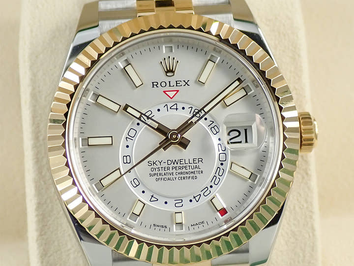 ロレックス スカイドゥエラー Ref.326933 ステンレススチール/イエローゴールド ホワイト文字盤 ジュビリーブレスレット 美品 6YJ606UM