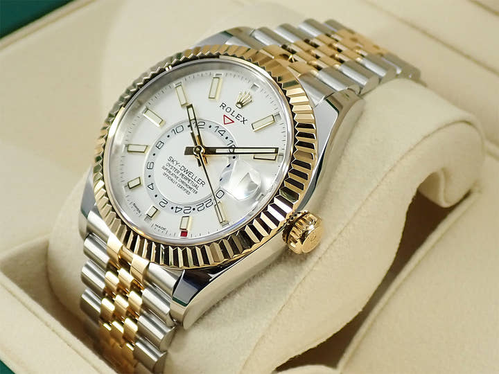 ロレックス スカイドゥエラー Ref.326933 ステンレススチール/イエローゴールド ホワイト文字盤 ジュビリーブレスレット 美品 6YJ606UM