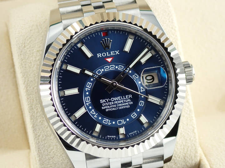 ロレックス スカイドゥエラー Ref.326934 ステンレススチール/ホワイトゴールド ブルー文字盤 ジュビリーブレスレット 中古 K8623904