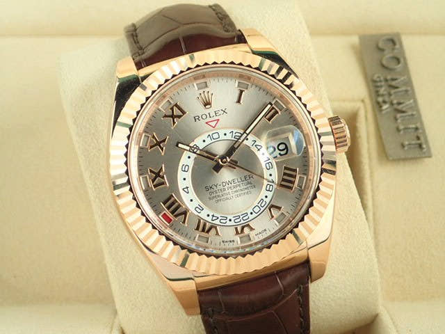 ロレックス スカイドゥエラー Ref.326135 サンダストローマ文字盤 中古 sky-dweller-6 革ベルト