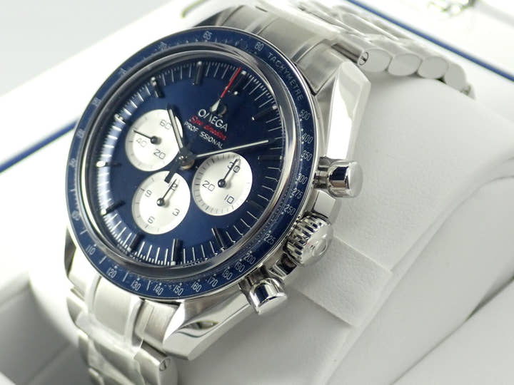 オメガ スピードマスター クロノグラフ Ref.522.30.42.30.03.001 ブルー文字盤 未使用 speed-master-55