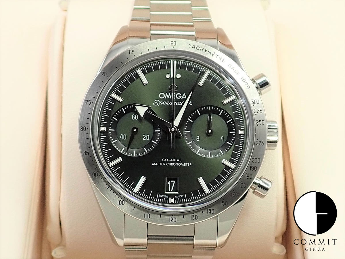 オメガ スピードマスター スピードマスター '57 コーアクシャル マスター クロノメーター クロノグラフ 40.5MM Ref.332.10.41.51.10.001 グリーン文字盤 未使用 2481AU7P