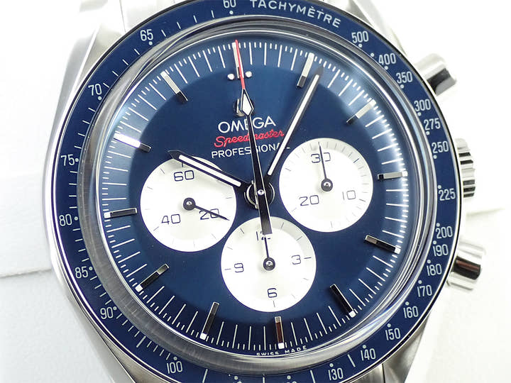 オメガ スピードマスター 記念モデル クロノグラフ 42MM Ref.522.30.42.30.03.001 ブルー文字盤 未使用 633LTTXS