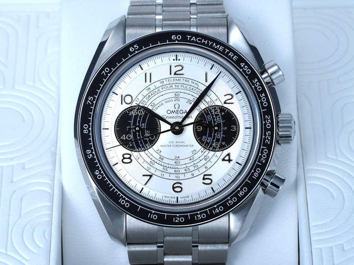オメガ スピードマスター クロノスコープ パリ2024 Ref.522.30.43.51.02.001 シルバー文字盤 極美品 6FM29892