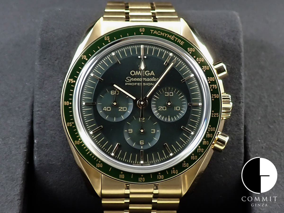 オメガ スピードマスター ムーンウォッチ プロフェッショナル コーアクシャル マスター クロノメーター クロノグラフ 42MM Ref.310.60.42.50.10.001 グリーン文字盤 未使用 YY8H76PP
