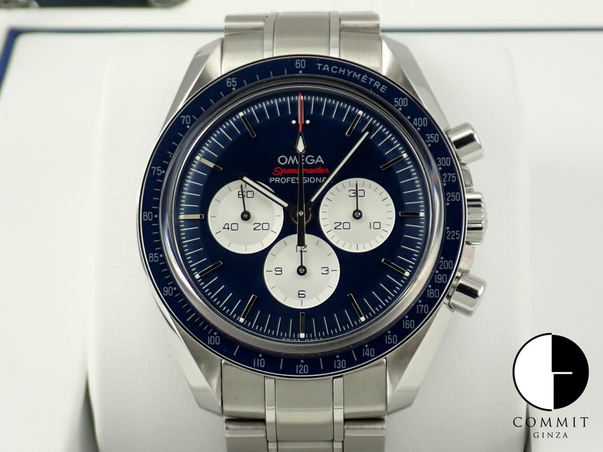 オメガ スピードマスター 記念モデル クロノグラフ 42MM Ref.522.30.42.30.03.001 ブルー文字盤 美品 0Z858911