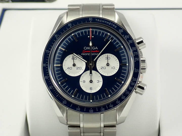 オメガ スピードマスター 記念モデル クロノグラフ 42MM Ref.522.30.42.30.03.001 ブルー文字盤 美品 0Z858911