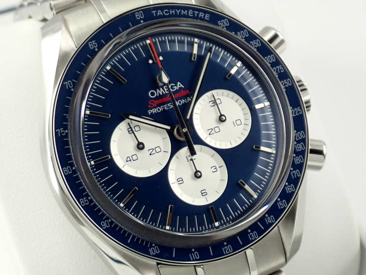 オメガ スピードマスター 記念モデル クロノグラフ 42MM Ref.522.30.42.30.03.001 ブルー文字盤 美品 0Z858911
