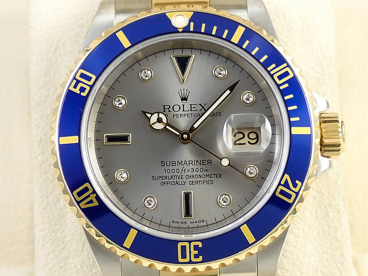 ロレックス サブマリーナー デイト Ref.16613SG ステンレススチール/イエローゴールド グレー文字盤