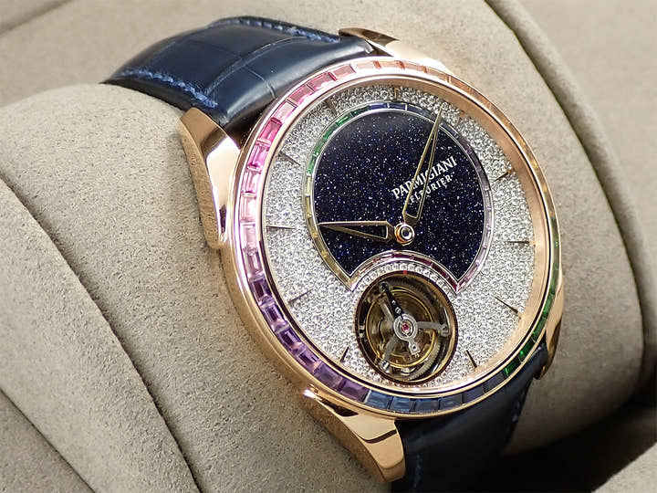 パルミジャーニフルリエ トンダ 1950 ダブルレインボー フライングトゥールビヨン Ref.PFH279-1064600-HA2121 ダイヤモンド×アベンチュリン文字盤 美品 86F169SC