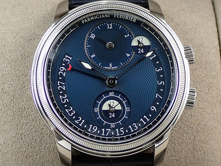 パルミジャーニフルリエ トリック エミスフェール レトログラード Ref.PFC901-1020001-300182 ブルー文字盤 中古 S247YKWK