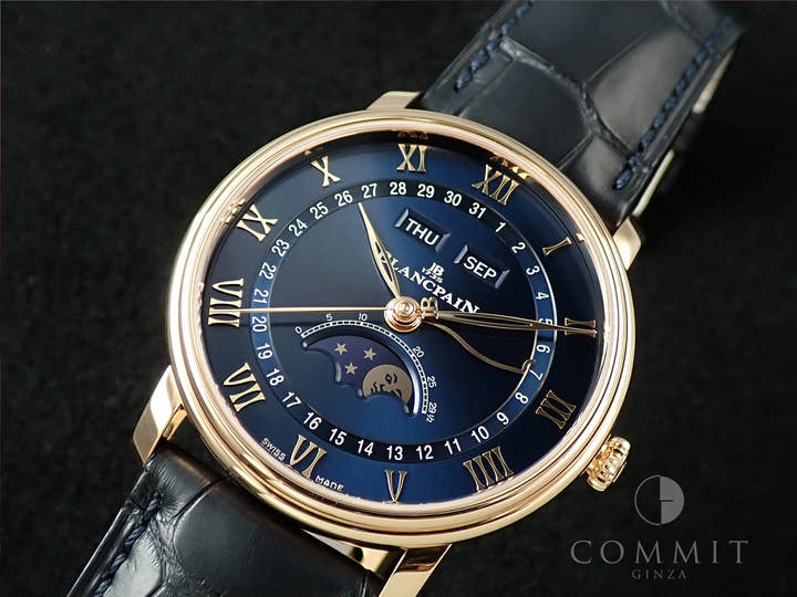 ブランパン ヴィルレ コンプリート カレンダー Ref.6654-3640-55B ブルー文字盤 美品 6FFC6902