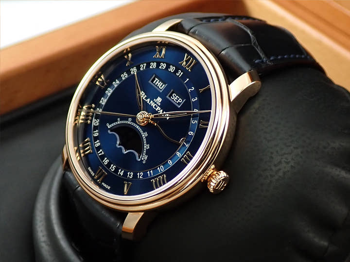 ブランパン ヴィルレ コンプリート カレンダー Ref.6654-3640-55B ブルー文字盤 美品 6FFC6902