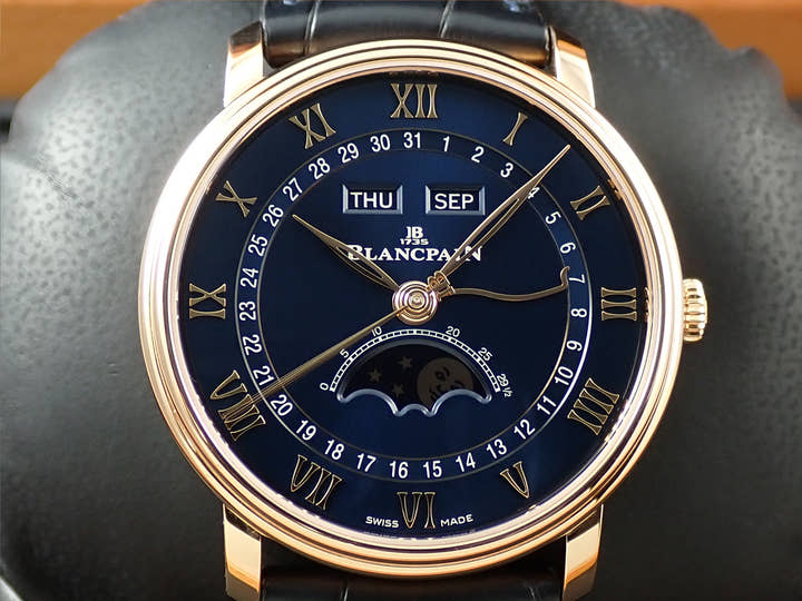 ブランパン ヴィルレ コンプリート カレンダー Ref.6654-3640-55B ブルー文字盤 美品 6FFC6902