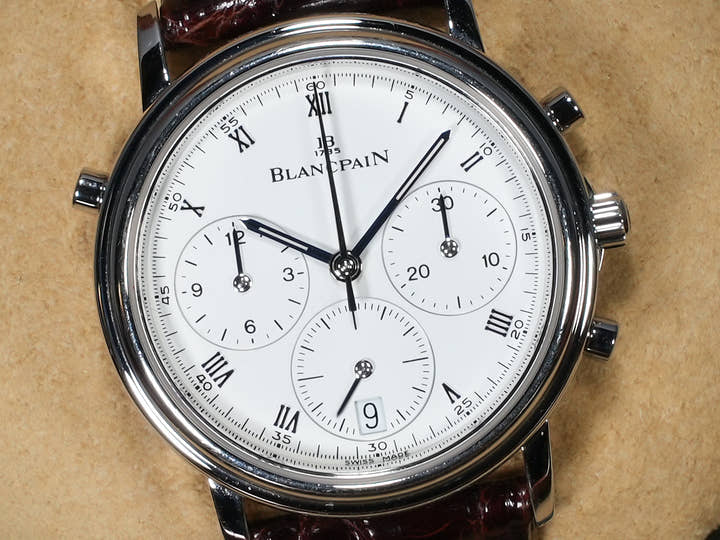 ブランパン ヴィルレ スプリットセコンド クロノグラフ Ref.1186-3427-55 PT ホワイト文字盤 中古 8AZ2066Z