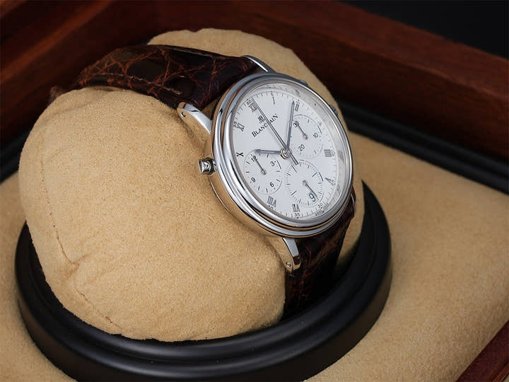 ブランパン ヴィルレ スプリットセコンド クロノグラフ Ref.1186-3427-55 PT ホワイト文字盤 中古 8AZ2066Z