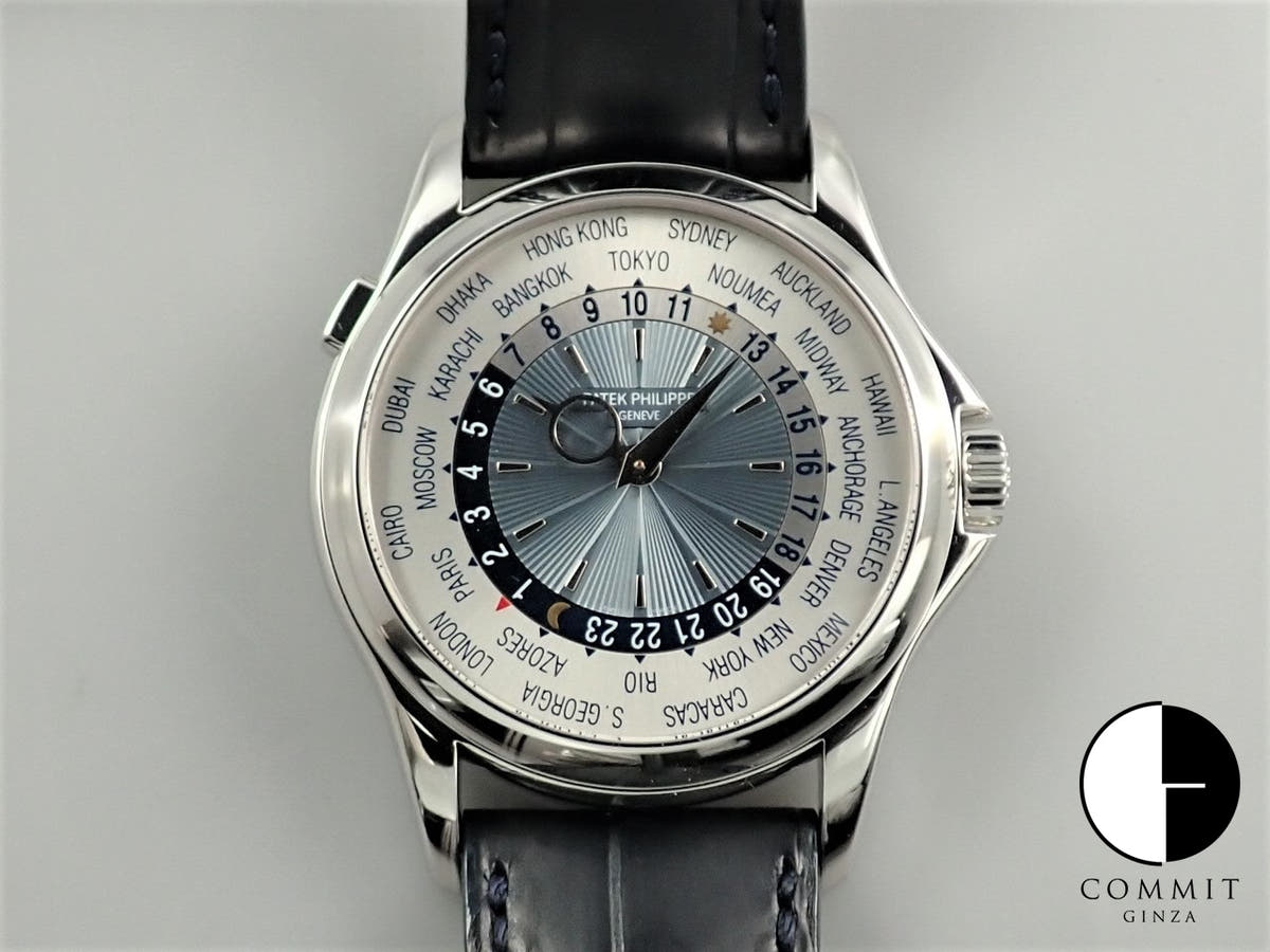 パテックフィリップ コンプリケーション ワールドタイム Ref.5130P-001 プラチナ シルバー/ブルー文字盤