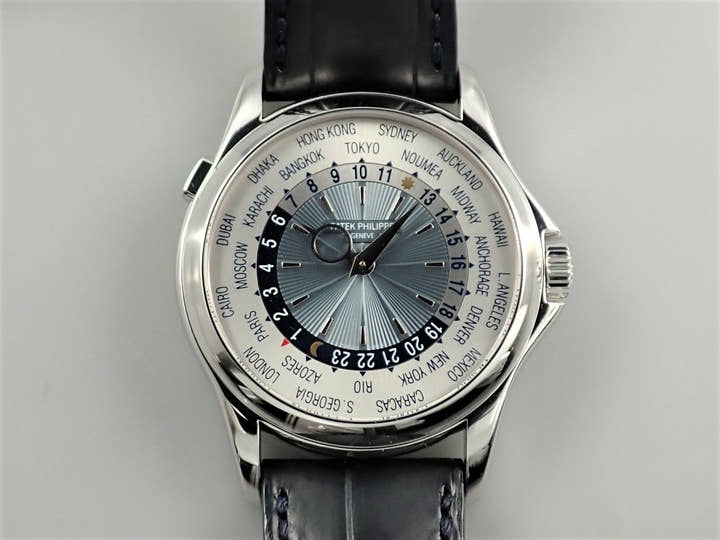 パテックフィリップ コンプリケーション ワールドタイム Ref.5130P-001 プラチナ シルバー/ブルー文字盤