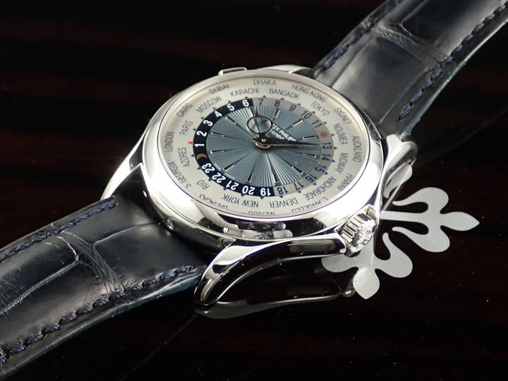 パテックフィリップ コンプリケーション ワールドタイム Ref.5130P-001 プラチナ シルバー/ブルー文字盤