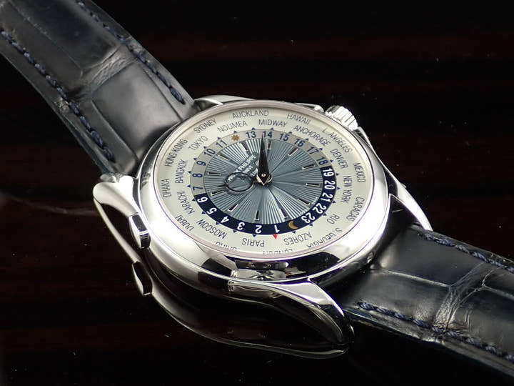 パテックフィリップ コンプリケーション ワールドタイム Ref.5130P-001 プラチナ シルバー/ブルー文字盤