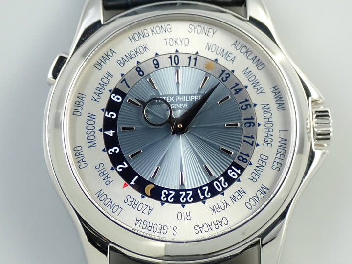 パテックフィリップ コンプリケーション ワールドタイム Ref.5130P-001 プラチナ シルバー/ブルー文字盤
