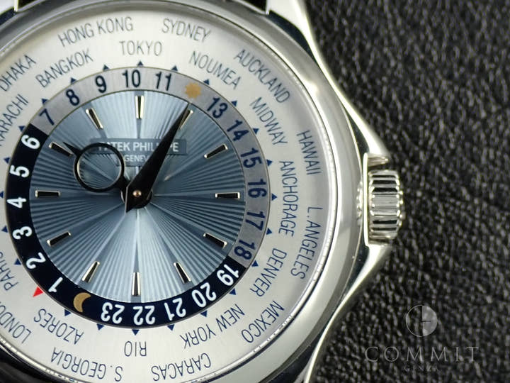 パテックフィリップ コンプリケーション ワールドタイム Ref.5130P-001 プラチナ シルバー/ブルー文字盤