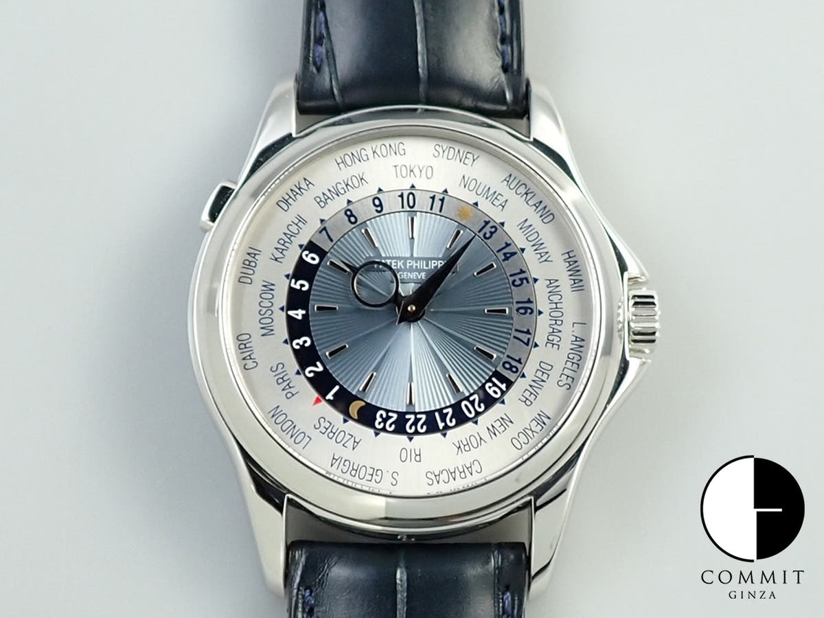 パテックフィリップ コンプリケーション ワールドタイム Ref.5130P-001 プラチナ シルバー/ブルー文字盤